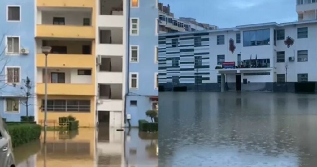 Reshjet e shiut përmbysin Lezhën  pezullohet mësimi në dy shkolla 9 vjeçare