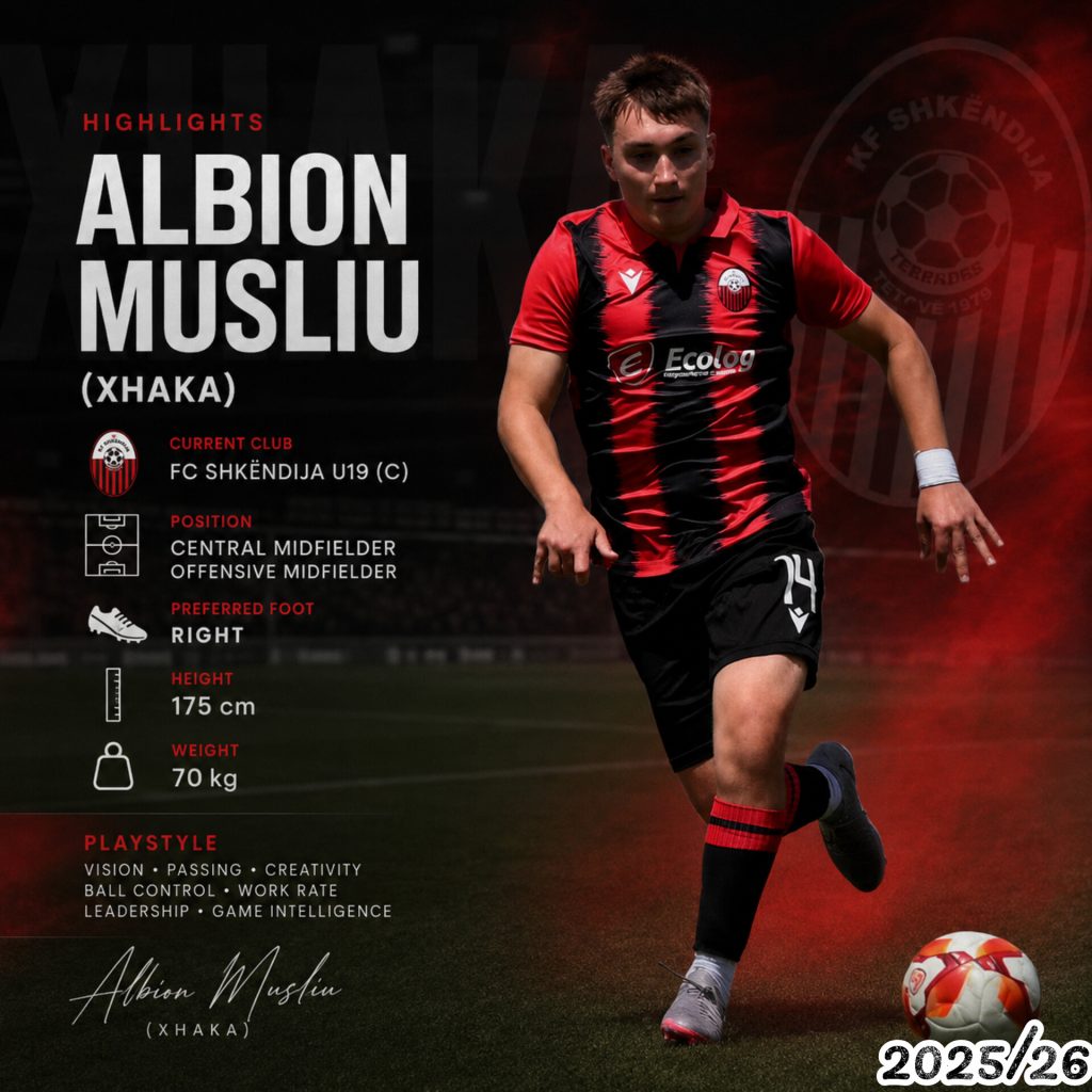 19 vjeçari Albion Musliu  i njohur me nofkën  Xhaka   një nga talentët më premtues të Akademisë së Shkëndijës