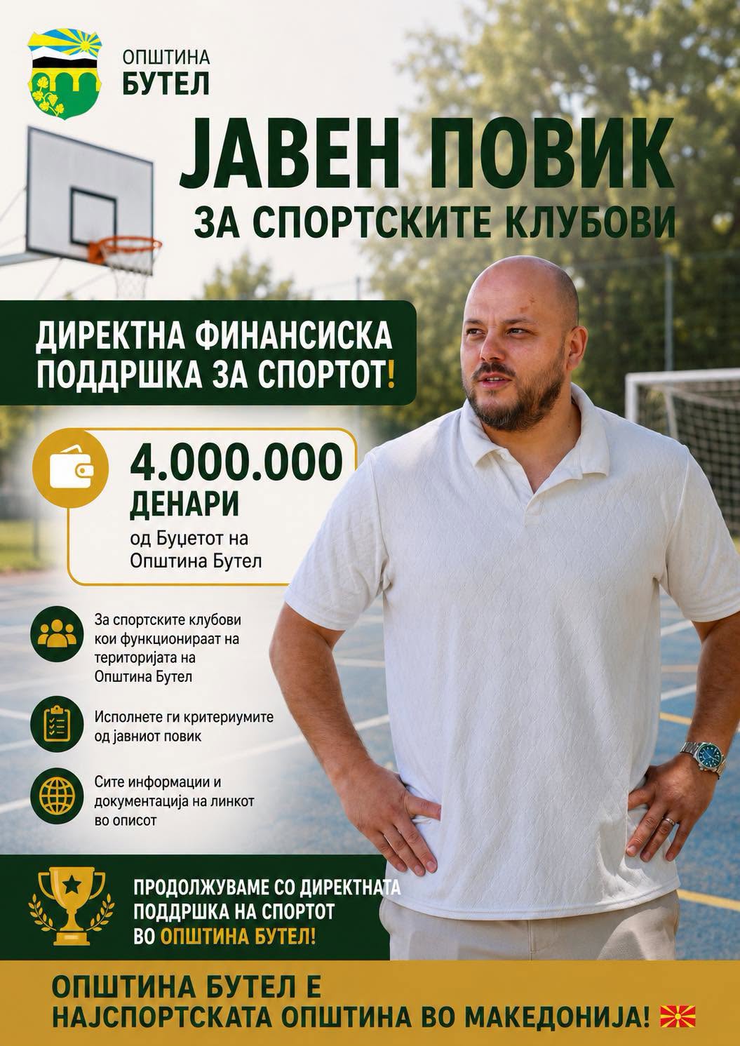 Kostovski  4 milionë denarë mbështetje për klubet sportive të Butelit
